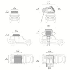 Cort de plafon iKamper SKYCAMP 3.0 Mini Negru Lucios