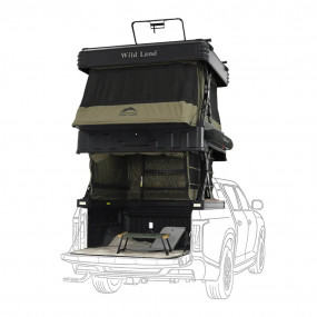 Cort de acoperis auto 2-3 persoane, cu două niveluri, compatibil cu autovehicule tip pick-up, acționare automată, Wingman Wild Land