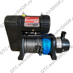 Troliu Twin Grizzly Winch EWS10000, raport 80:1, cablu sintetic