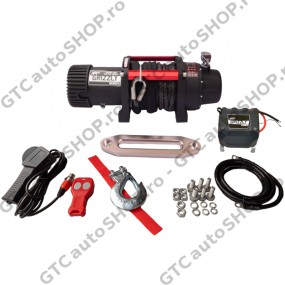 Troliu Grizzly Winch 8500 cablu sintetic