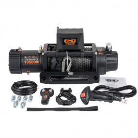 Troliu electric auto EMD Winch 13500lbs (6123kg), 12V, cablu sintetic, 25m, raport 150:1