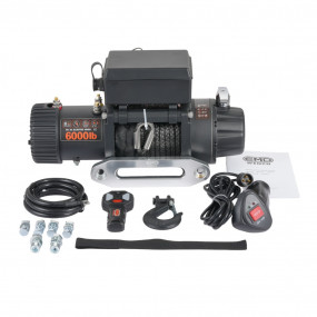 Troliu electric auto EMD Winch 6000lbs (2722kg), 12V, cablu sintetic, 15m, raport 173:1